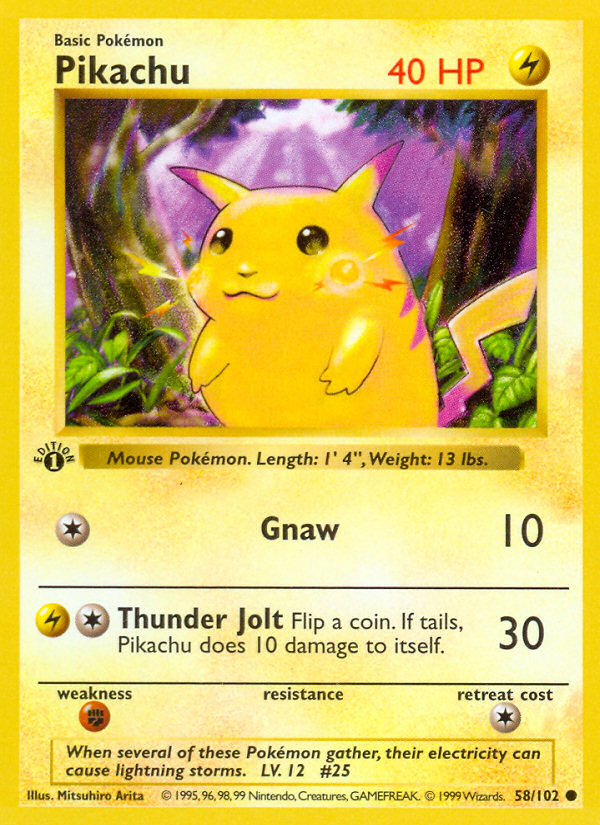 Original Pokémon Base Set Pikachu card